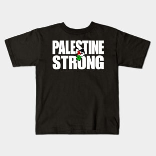 Palestine Strong - Palestine Flag Fist - Front Kids T-Shirt